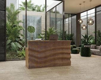 Parametric Office Desk | Wavy Wooden CNC | Digital Download | Parametric Reception