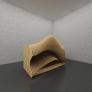 Parametric Office Desk | Wavy Wooden CNC File | Modern Office Furniture Plan