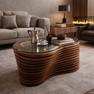 Parametric Wood Coffee Table | Curved CNC Furniture Design | Modern Interior Table | Digital File