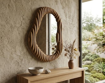 Parametric Wavy Wooden Mirror | Modern Wall Decor | CNC Ready Digital File