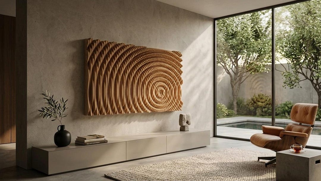 Parametric Wavy Wooden Wall Panel CNC File | Modern 3D Wood Wall Art ...