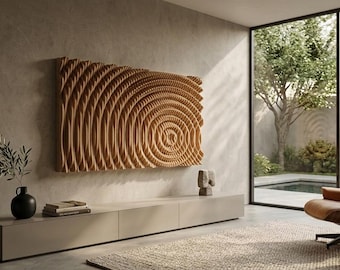 Parametric Wavy Wooden Wall Panel CNC File | Modern 3D Wood Wall Art | Digital Download