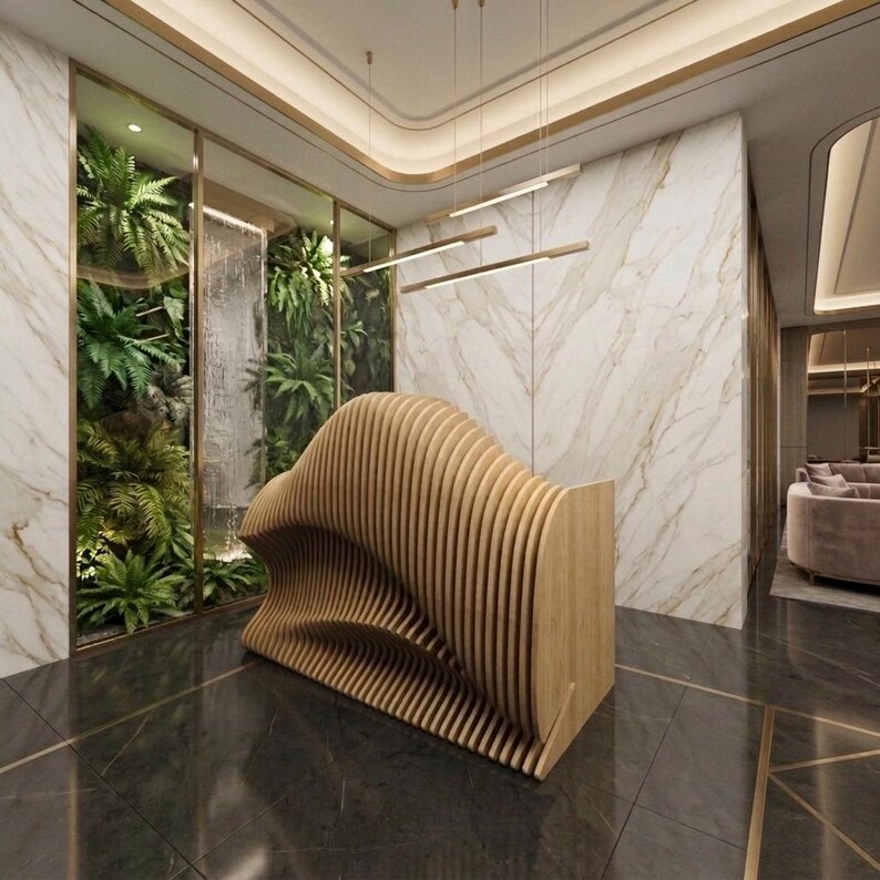 Parametric Office Desk | Wavy Wooden CNC | Digital Download - Etsy