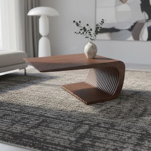 パラメトリック木製コーヒーテーブル | 曲線CNC家具デザイン | モダンインテリアテーブル | デジタルファイル