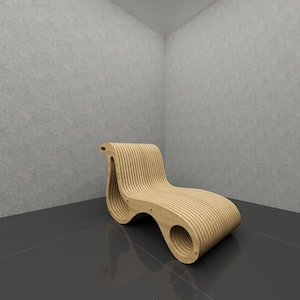 Parametric Wavy Wooden Lounge Chair Model  | Modern Interior Furniture Design | 3D CNC Router File