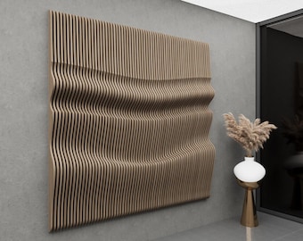 Parametric Wavy Wooden Wall Panel CNC File | Modern 3D Wood Wall Art | Digital Download