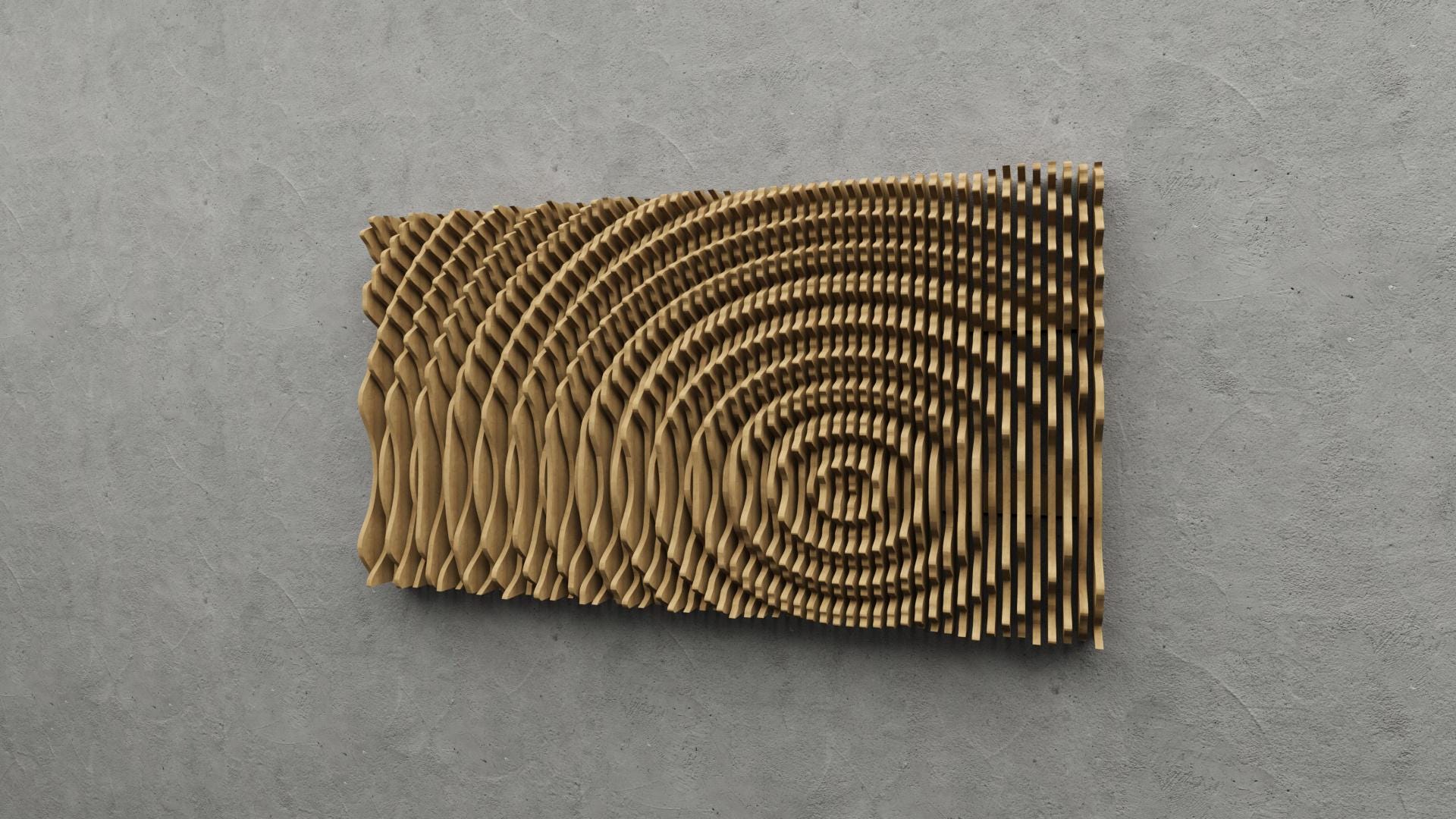 Parametric Wavy Wooden Wall Panel CNC File | Modern 3D Wood Wall Art ...