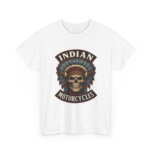Indian Motorcycle Skull T-Shirt | Vintage Biker Graphic Tee | Unisex Heavy Cotton Shirt | Gift for Riders | Motorcycle Enthusiasts