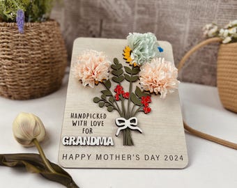 Mother's Day Flowers, Handpicked with love, Flower Mother's Day Frame, Gift for Mom, Gift for Gram