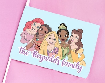 Bandera para cochecito de parque temático con clip / Etiqueta para cochecito / Minibandera / Princesas Besties