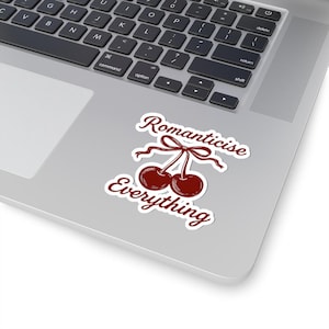Cherry Kiss-Cut Stickers Set, Romanticise Everything, Girly Cherry and Bow Design, Cute Sticker Pack, Trendy Decal Collection