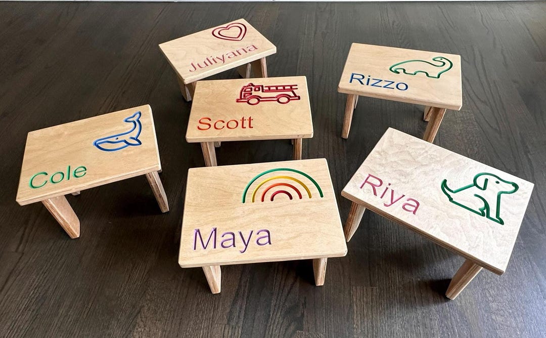 Step Stool Labels Personalized Toddler Step Stool, Choose Design & Name, Everyday Helper ...