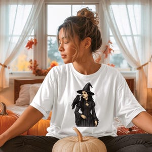 Vintage Witch and Raven T-Shirt: Gothic Dark Academia Style