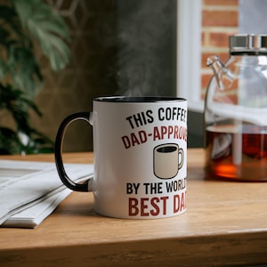 Ceramic Mug with Colored Interior & Handle – Stylish Coffee Mug, Gift Dad - Dishwasher Safe - Customizable Drinkware - Papa Mug Gift
