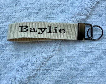 Custom Embroidered Keychain – Personalized Cotton Luggage Tag