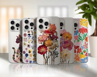 Floral phone case pressed flower cover for iPhone 16 15 14 13 12 11 Pro Max case Samsung S25 plus S23 S24 Ultra case,Google Pixel 8 9 pro xl