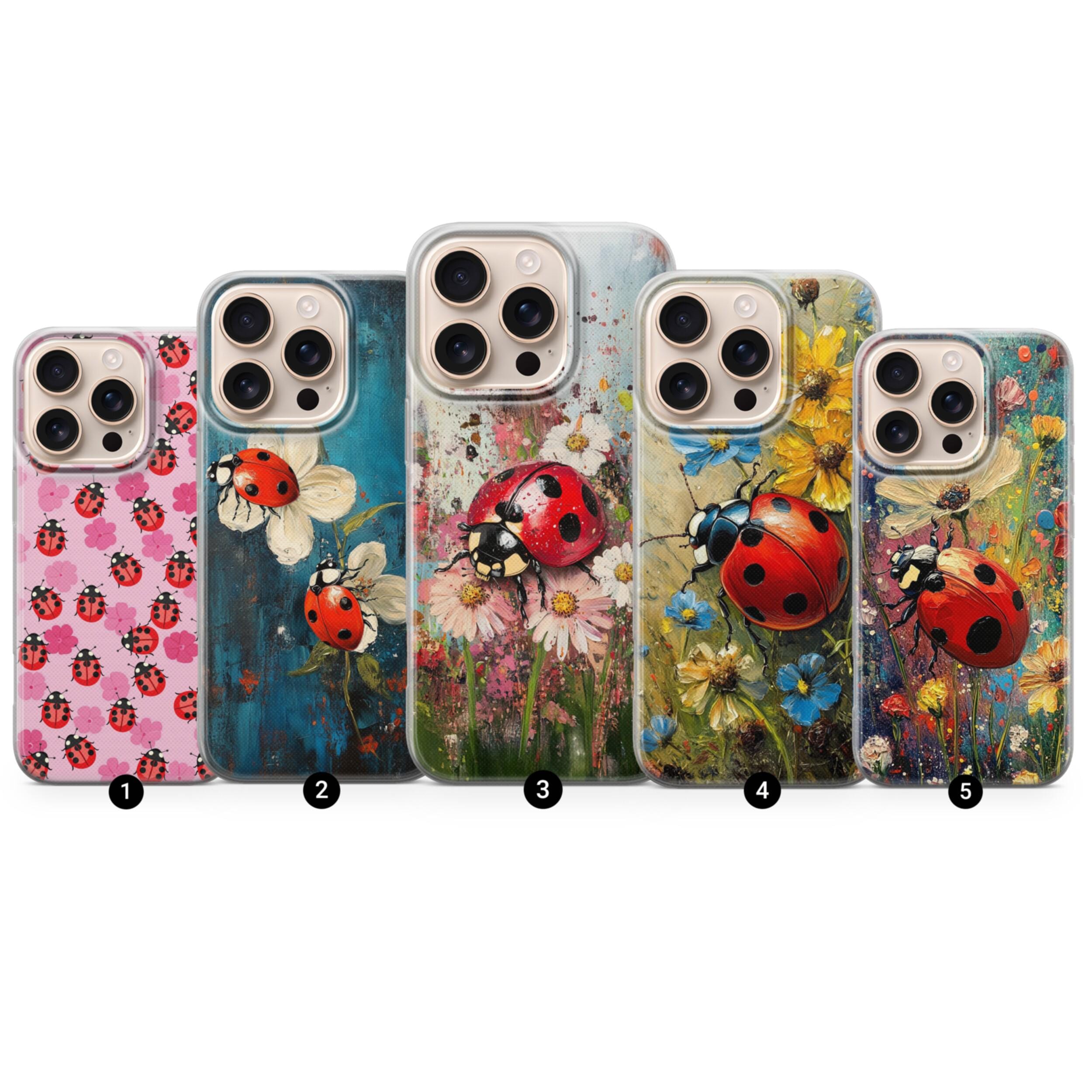 Summer Vibes Phone Case Ladybug Cover for Samsung Galaxy A16, S25, S24, s23, A15, A14, A55, A54, A25, A35, iPhone 15, 14, 13, 12, Pixel 9