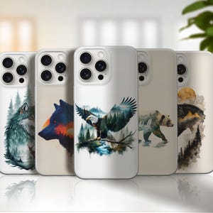 Custodia per telefono Mountain Phone Case Forest Animals per iPhone 16e, 17 Pro Max, 17 Air, Samsung S25 Edge, A16, Pixel 10, 9A
