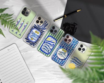 Retro Sardines Phone Case Frolial Striped cover for iPhone 16e, 17 Pro Max, 17 Air, Samsung S25 Edge, A16, Pixel 10, 9A