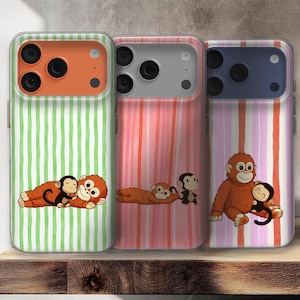 Sött Monkey Punch-telefonskal Maymun Love för iPhone 16e, 17 Pro Max, 15, 13, Samsung S26, A56, Pixel 10, 9A