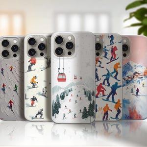 Winter Sports iPhone Samsung Pixel Phone Case: Skiing Alps Cover, Gift for snow lovers