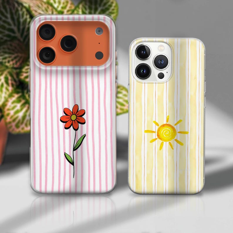 夏のビーチ風スマホケース トレンディなリゾートストライプ水彩画風 Magsafe カバー iPhone 16e、17 Pro Max、15、13、Samsung S26、A56、Pixel 10、9A 用 画像 5