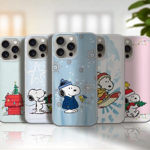 Snoopy Winter Phone Case -Charlie Brown Christmas Cover, Soft TPU Gel for iPhone 17 Pro Max, 16e,15,14 Samsung S25 S24 S23 Edge, Pixel 10 9
