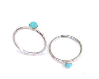 Size 5 Amazonite Sterling Silver Stacking Ring: Dainty Aqua Gemstone