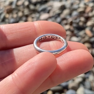 HO'OPONOPONO Ring // Hand carved engraved RECYCLED silver word ring // Hawaiian mantra inspired hooponopono jewelry // hidden message ring