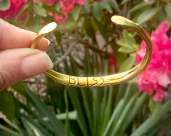 Bliss Brass Cuff: Engraved Hidden Message Bangle