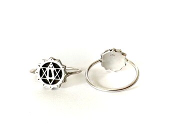 Heart Chakra Sterling Silver Ring: Spiritual Stacking Jewelry