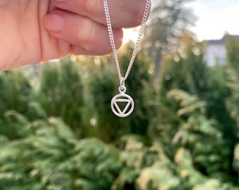 Sterling Silver Water Element Necklace: Alchemy Symbol Pendant