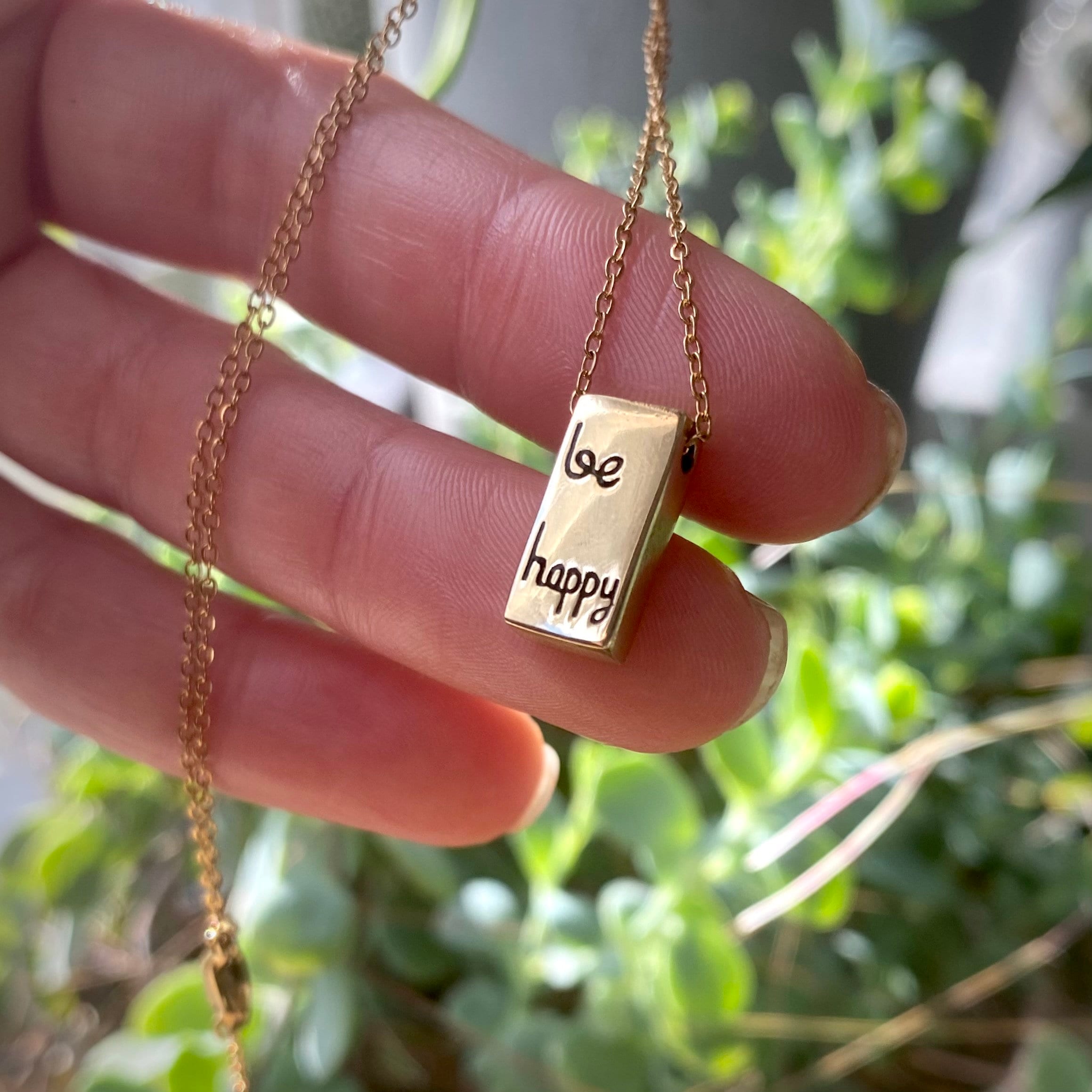 Buy BE HAPPY Necklace Inspirational Quote Pendant Hidden