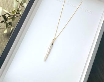 Gold Dipped Baroque Pearl Pendant Necklace - 18k Vermeil Chain