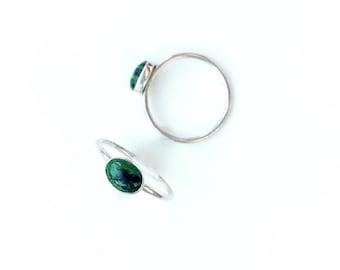 Size 5 Green Jasper Sterling Silver Stacking Ring: LAST ONE