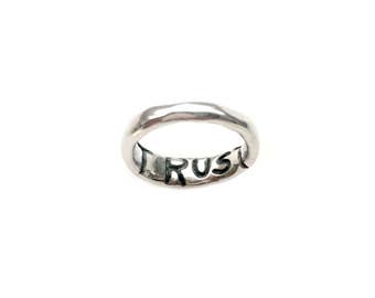 Handmade Recycled Silver "Trust" Ring - Hidden Message Jewelry
