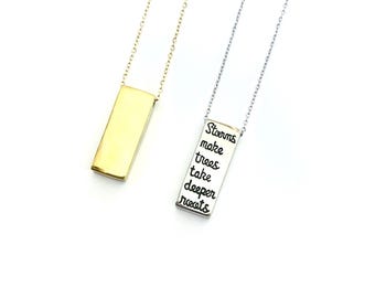 Inspirational Quote Necklace: Storms Make Trees Take Deeper Roots
