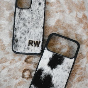 Custodia per iPhone in pelle di mucca con marchio immagine 4