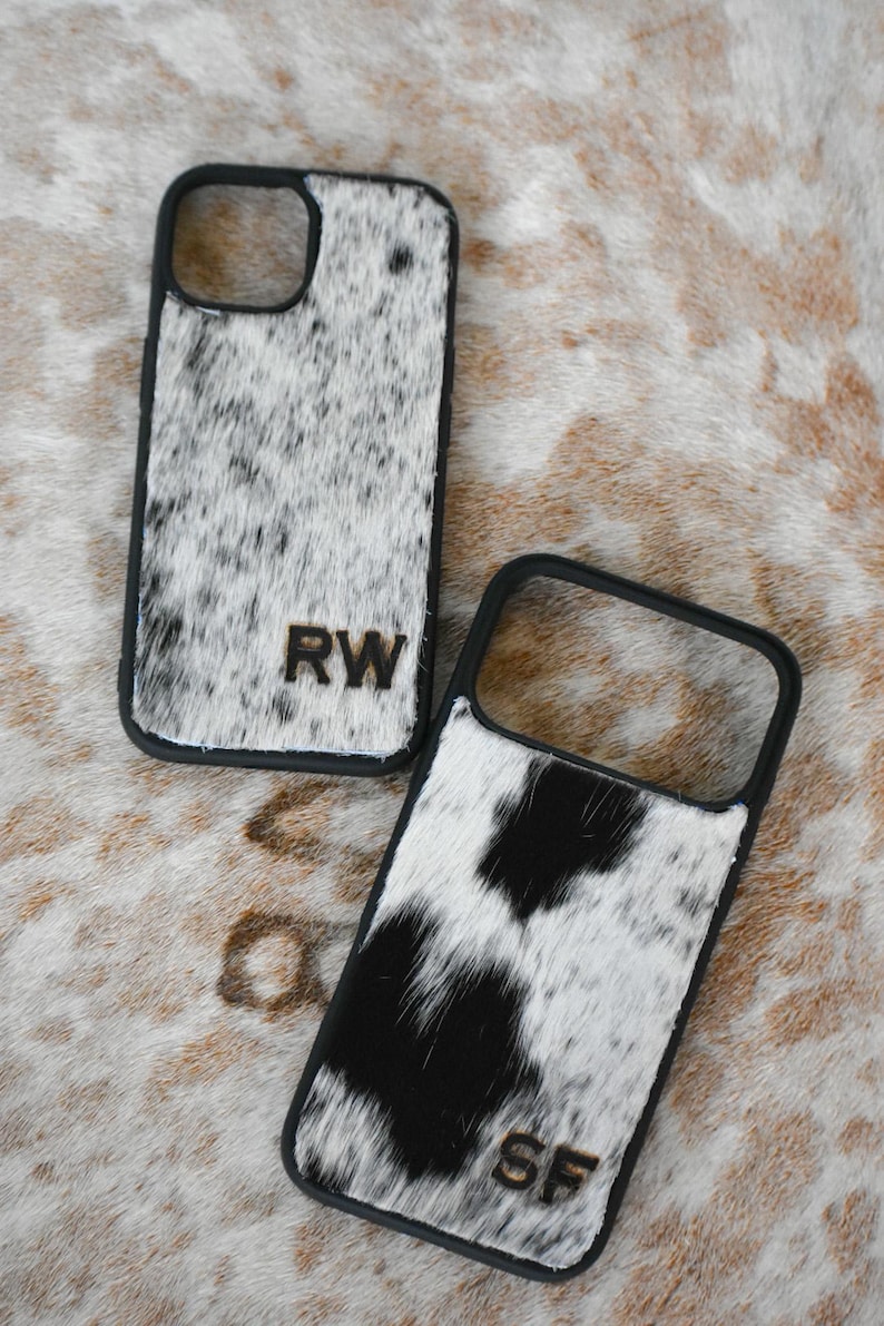 Custodia per iPhone in pelle di mucca con marchio immagine 4