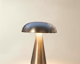 Retro Mushroom LED Table Lamp: Rechargeable, Dimmable Night Light