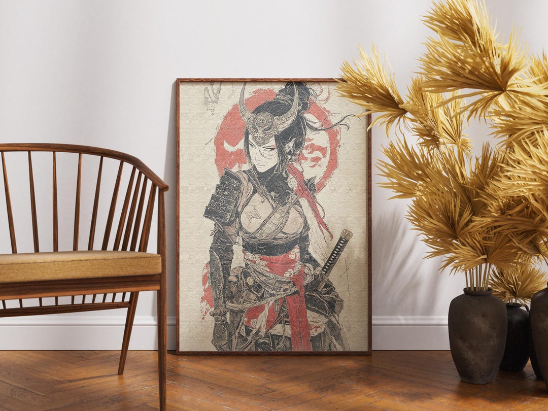 Japanese Samurai Woman Wall Decor – Warrior Art Print Poster - Etsy