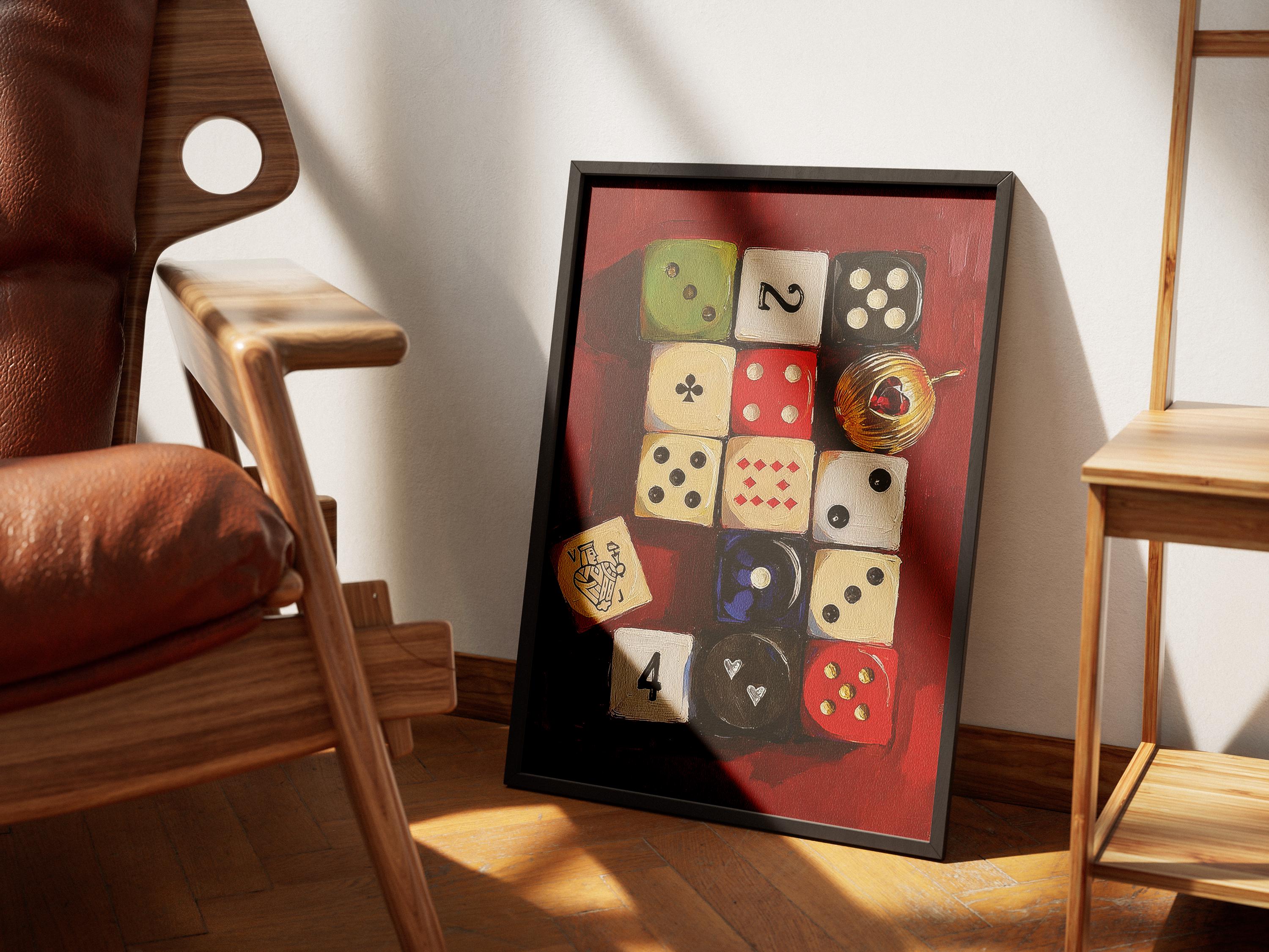 Exploding Abstract Dice Drawing Abstract Dice Grid Oil Painting Print | Game Room Art - Etsy