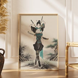 Samurai Warrior Woman – Stampa artistica digitale giapponese