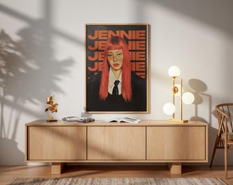 Bold Red Hair Pop Art Print | Modern K-Inspired Portrait Poster