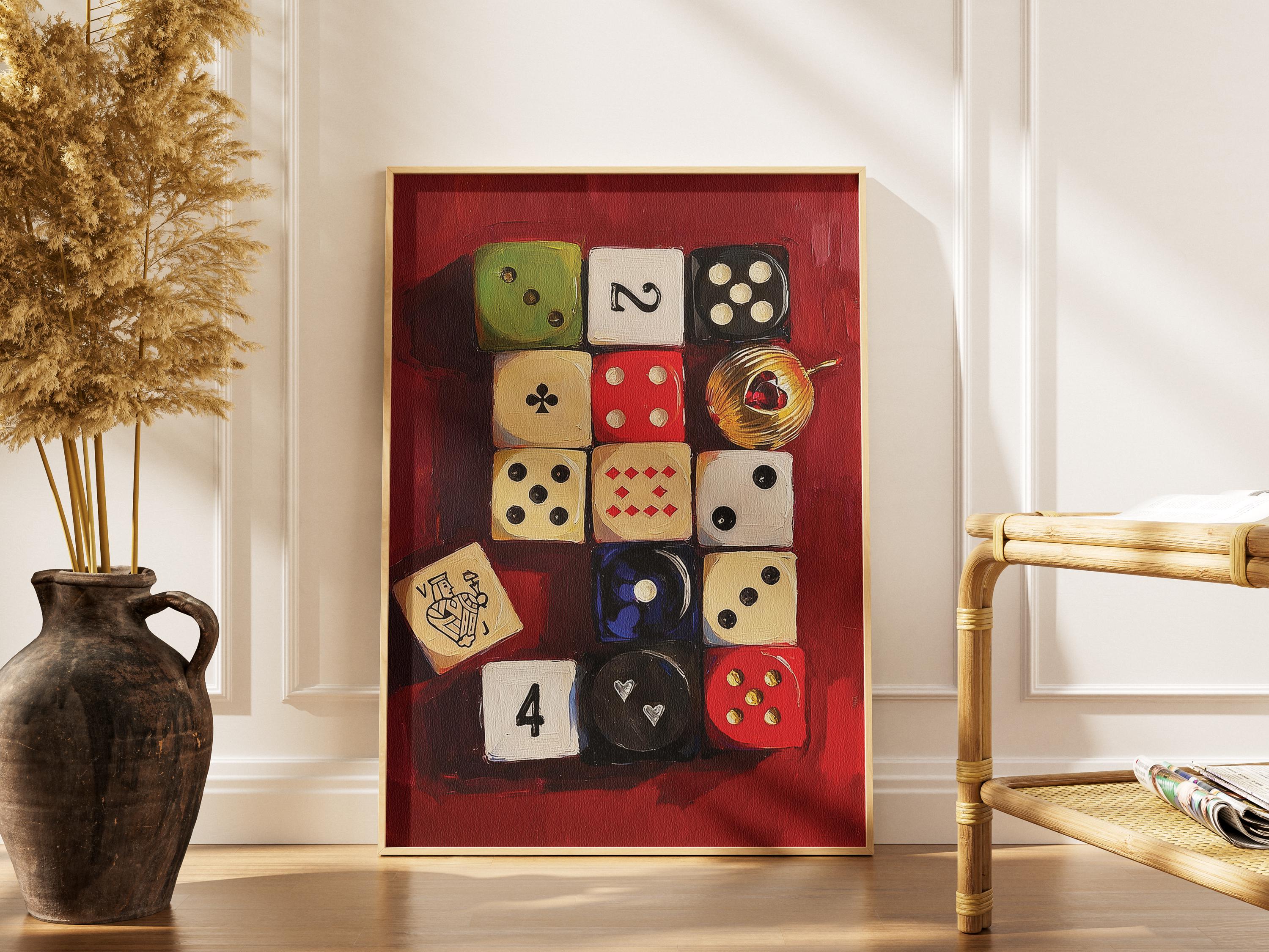 Exploding Abstract Dice Drawing Abstract Dice Grid Oil Painting Print | Game Room Art - Etsy