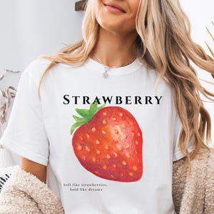 Cute Strawberry Tshirt  Comfort Colors Summer Strawberry Shirt, Cottagecore Berries Tshirt, Strawberry Aesthetic, Botanical Garden Tshirt
