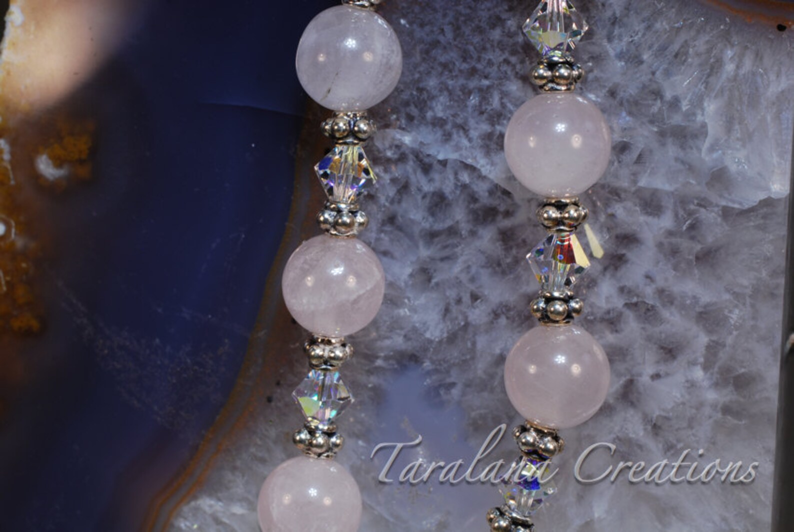 Rose Quartz Beaded Necklace With a Rose Quartz Donut Pendant Etsy