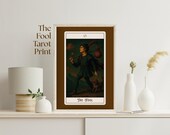 The Fool Tarot Card Print – Mystical Digital Art Poster – Printable Tarot Wall Decor