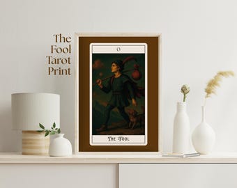 The Fool Tarot Card Print – Mystical Digital Art Poster – Printable Tarot Wall Decor