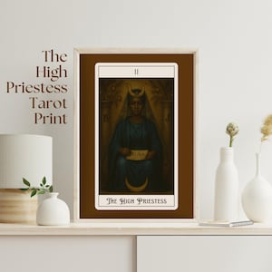The High Priestess Tarot Card Print – Mystical Digital Art Poster – Printable Tarot Wall Decor